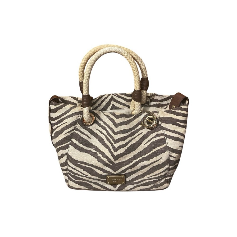 Michael Kors Zebra Print Tote Bag - Brown and Cream.  Pre-loved.